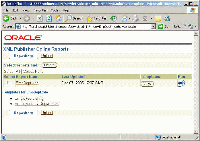 screenshot of oracle's interface