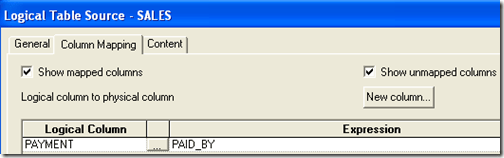 screenshot of a logical table interface