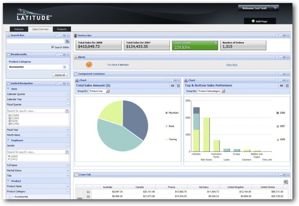 screenshot of the endeca latitude interface