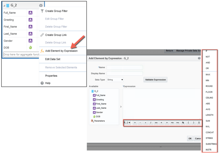 screenshot showing options with the same data set