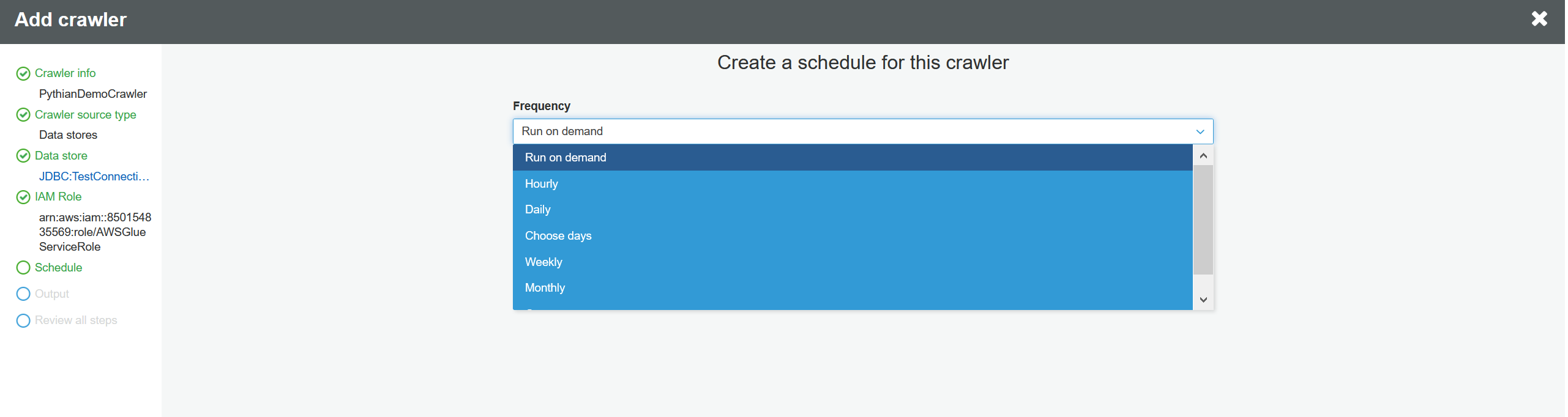 Create a crawler schedule.