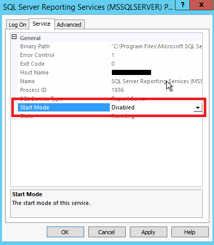 Disable the old SSRS instance
