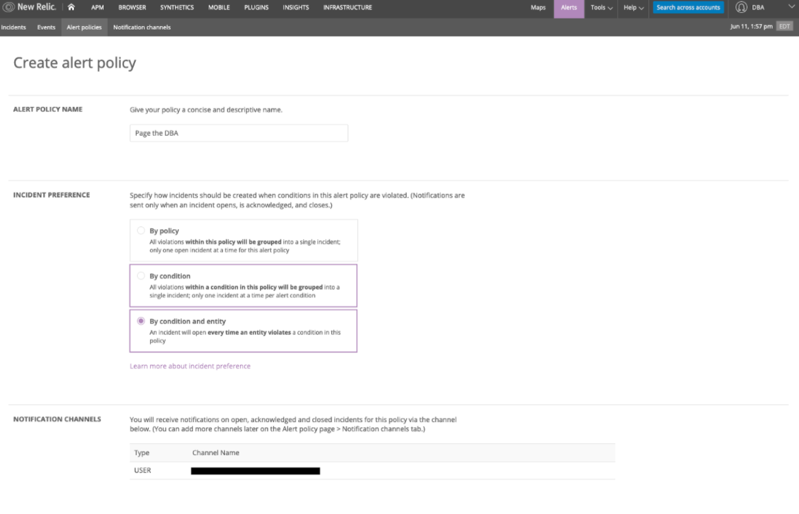 Creating a channel policy for alerting covering Slack, PagerDuty, OpsGenie, XMatters and email.
