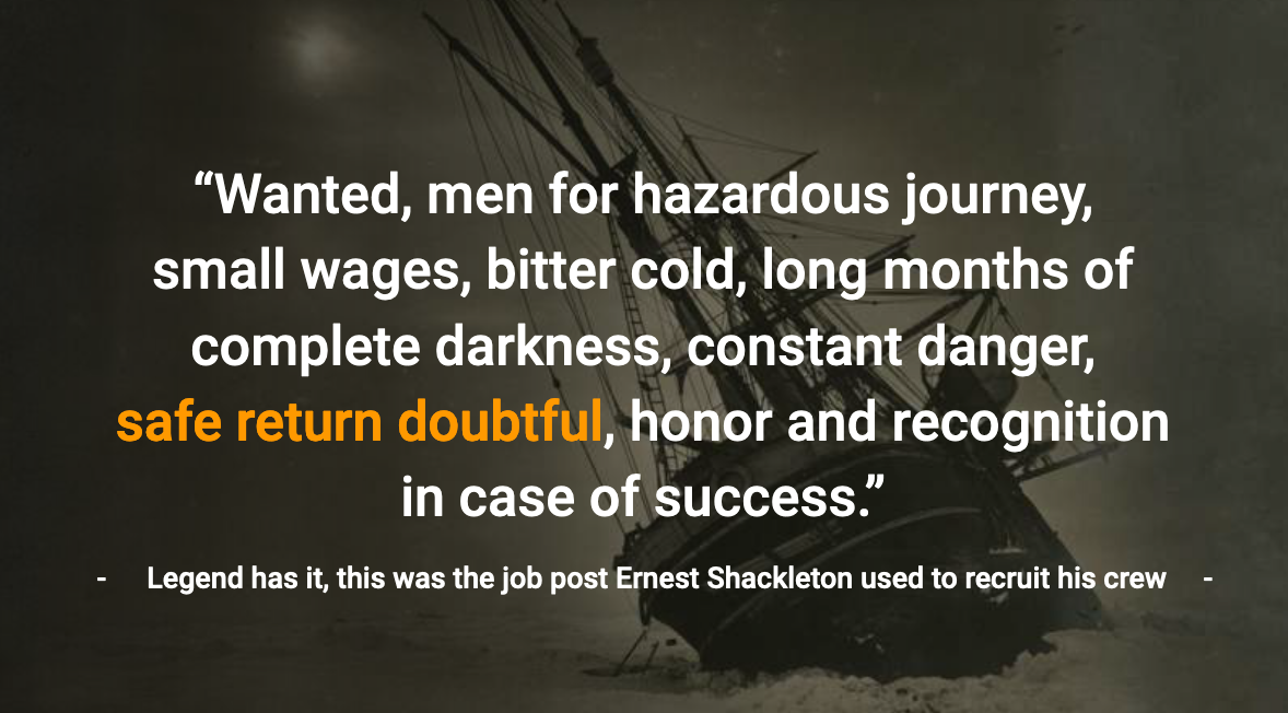 Ernest Shackleton's job posting in the London Times.