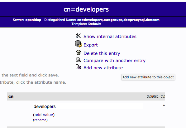 Add the memberUID attribute to the developers group