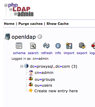 View of hierarchy in phpldapadmin after OU creation