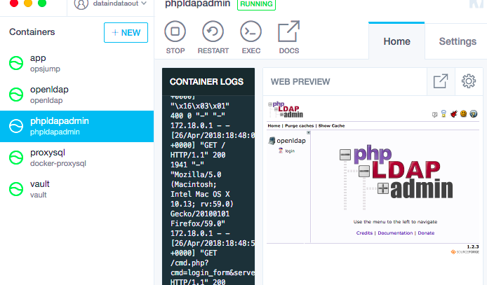 Opening web preview for phpldapadmin