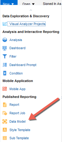 screenshot showing a list of options under "published reporting"