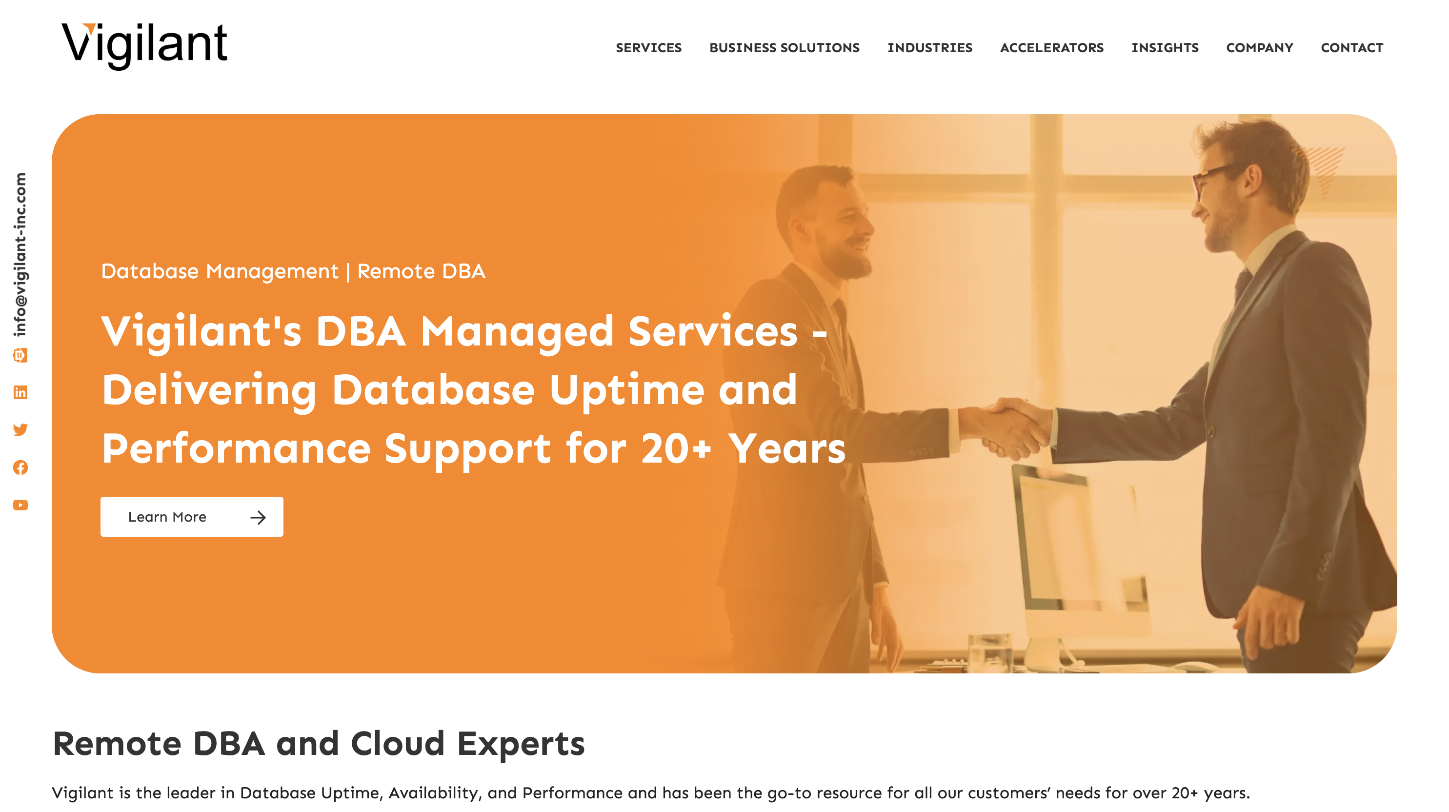 Vigilant is an Oracle-centric service provider that offers remote DBA support.