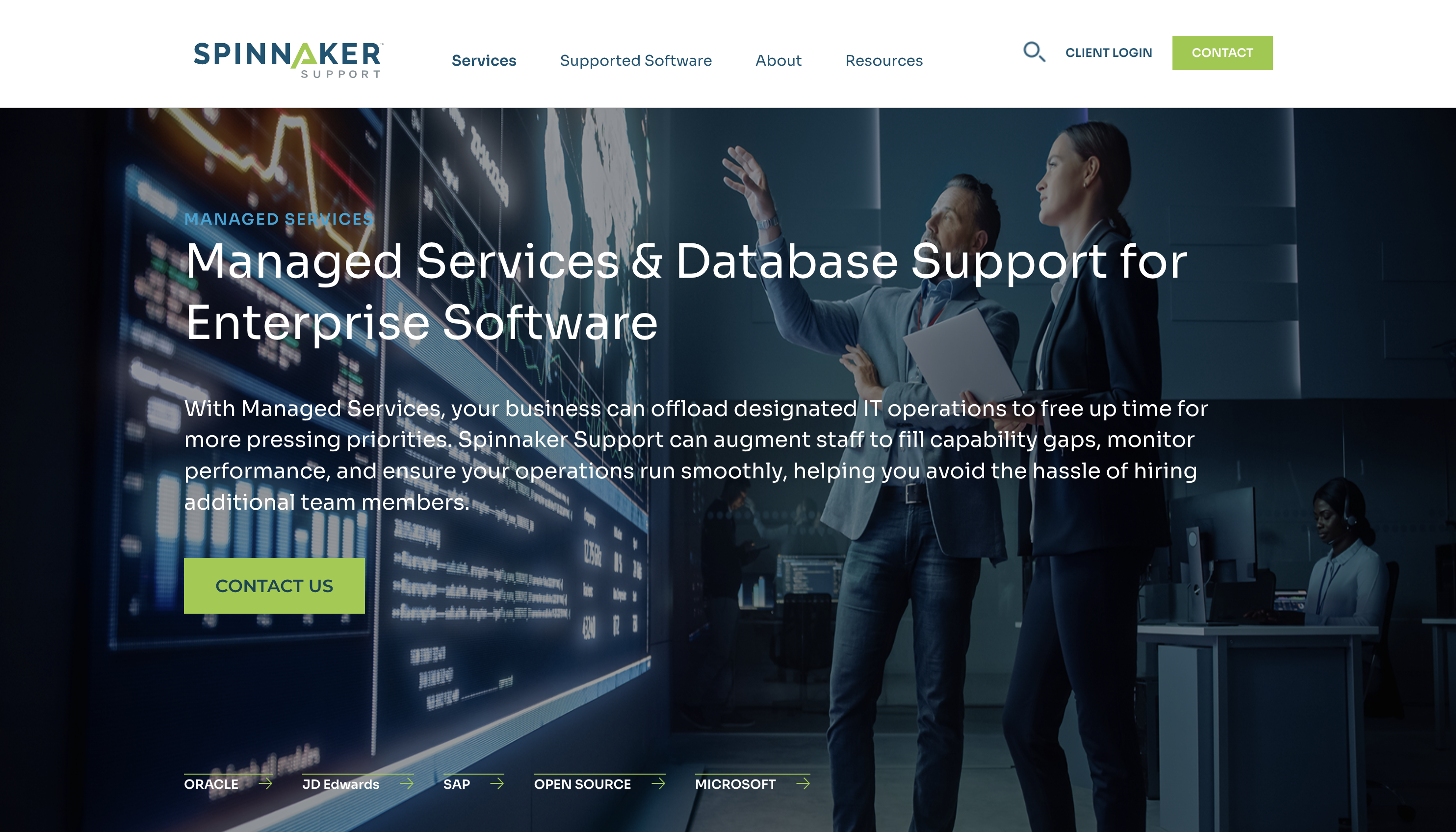 Spinnaker provides database support services for enterprise software.