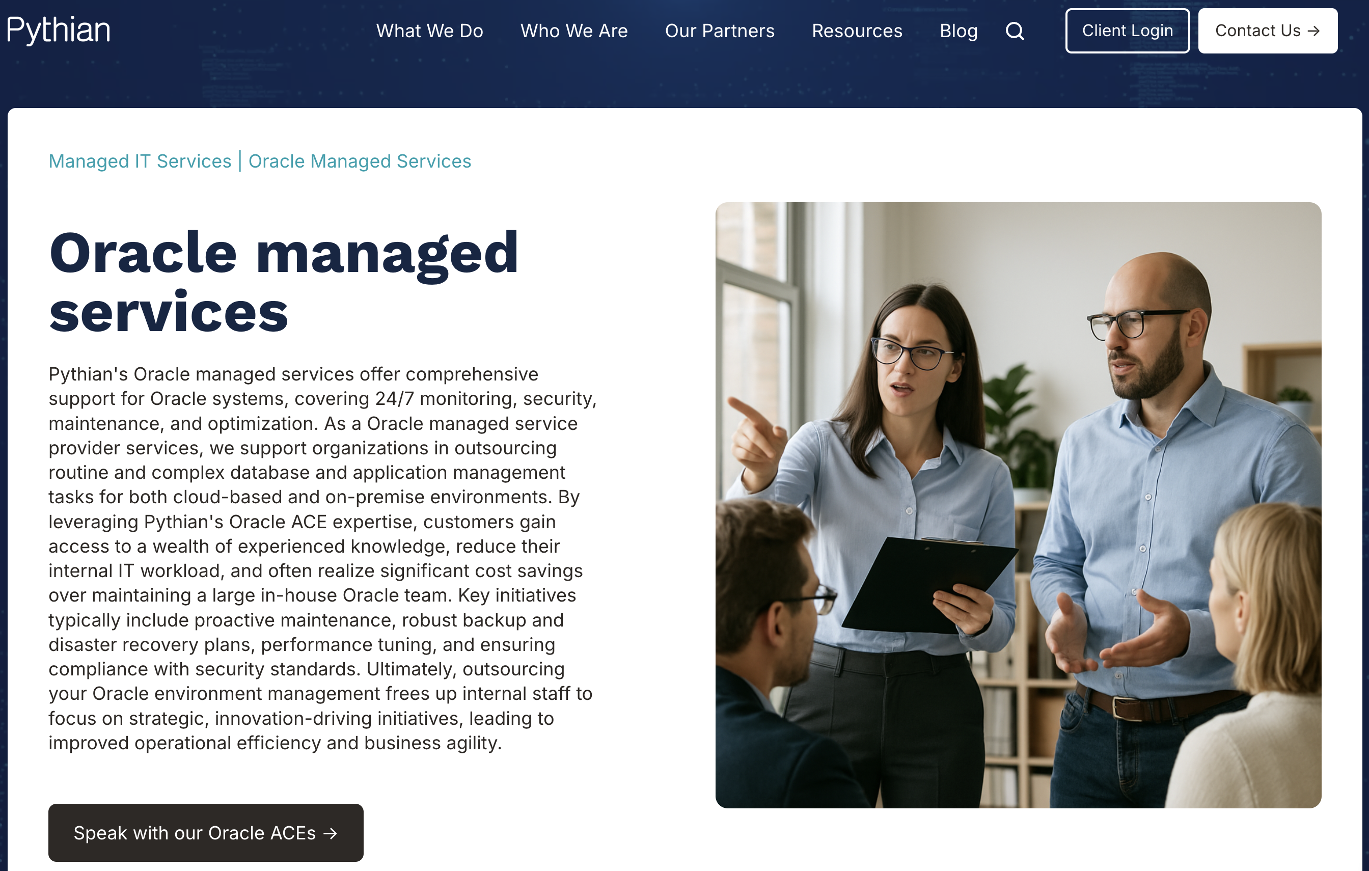 Pythian is a definitive Oracle managed service provider for enterprises that cannot afford to choose between stability and modernization.
