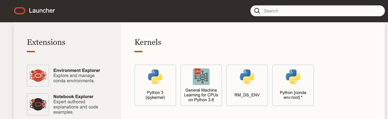 screenshot of the "Kernels" window in Oracle