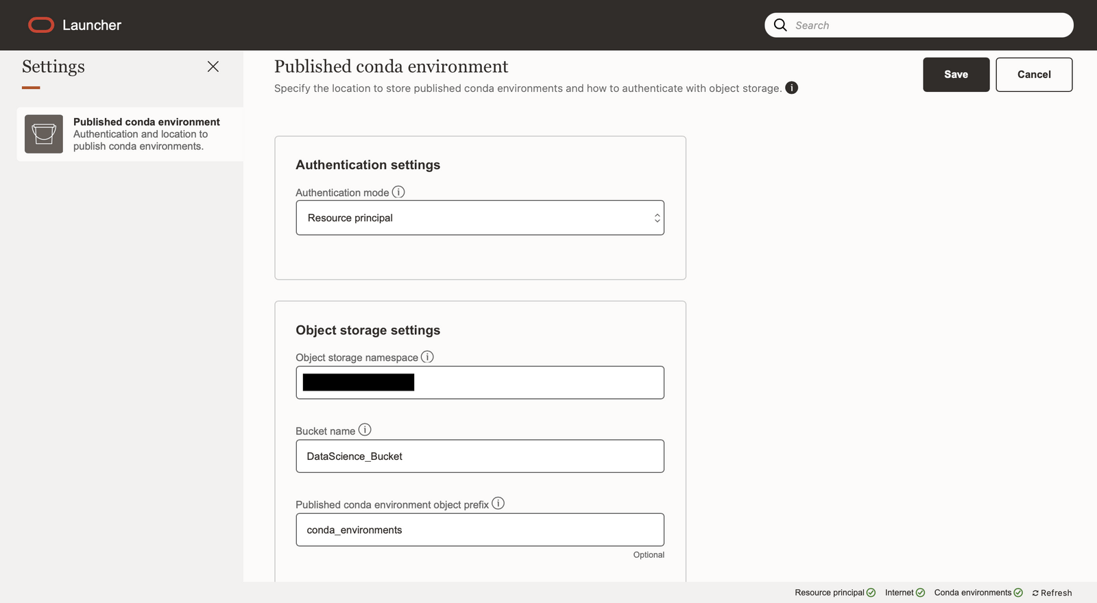 screenshot of oracle launcher interface