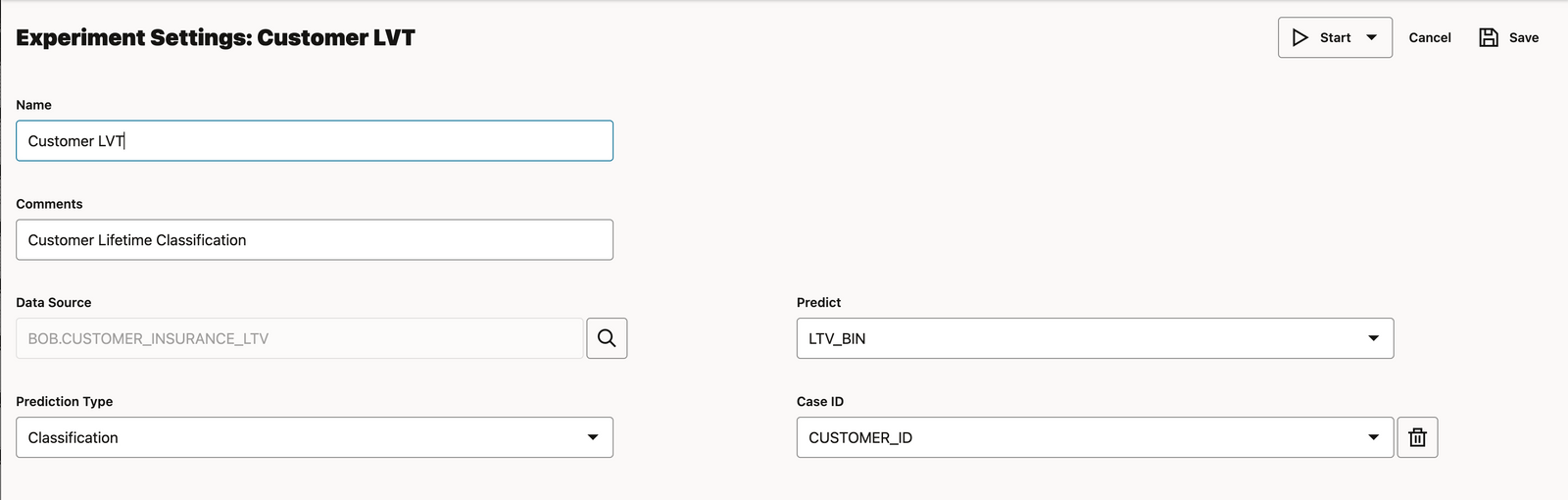 screenshot of experiment editor dashboard