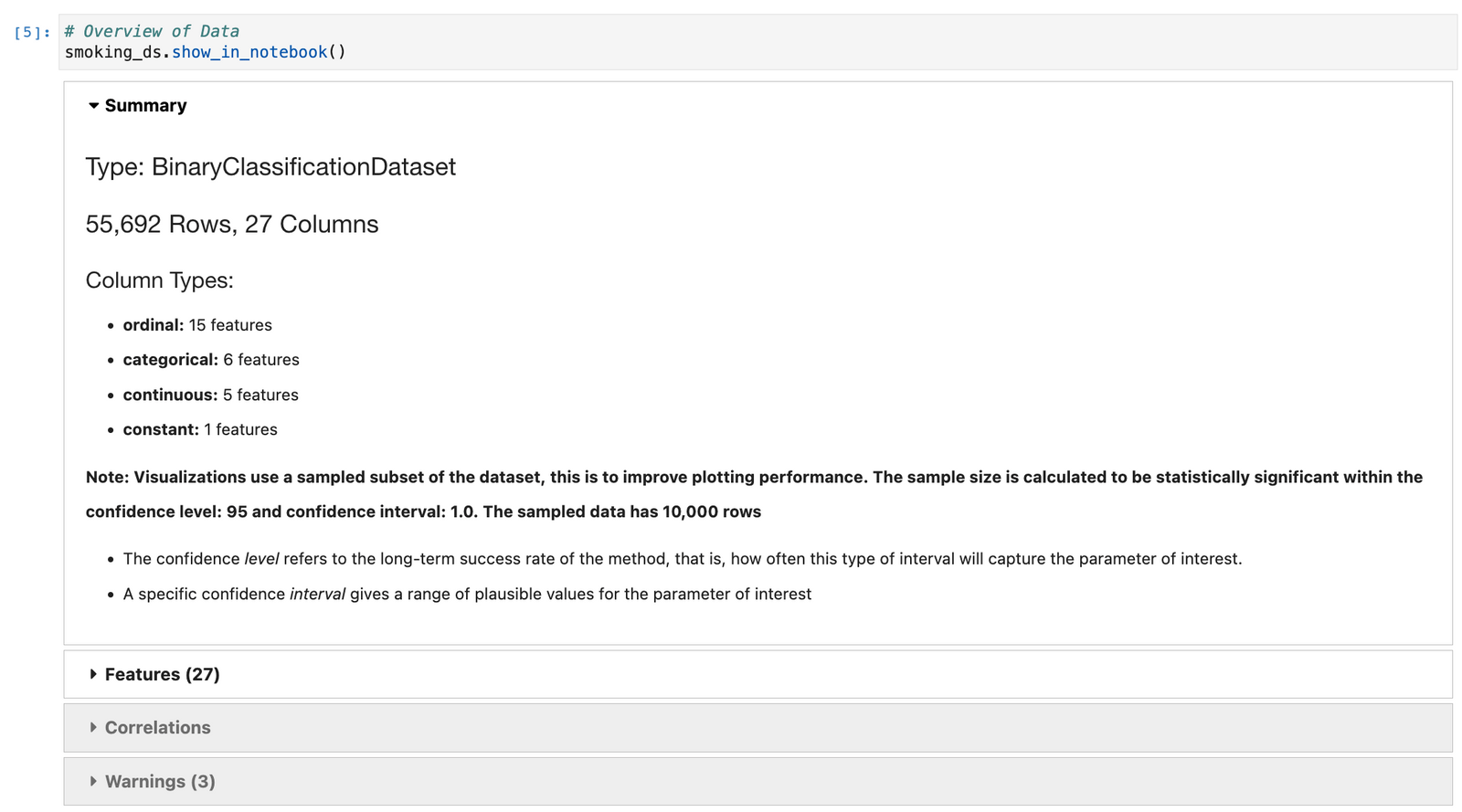 screenshot of a dataset