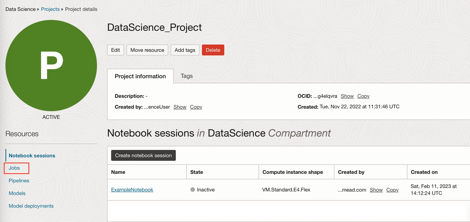 screenshot of the data science jobs dashboard