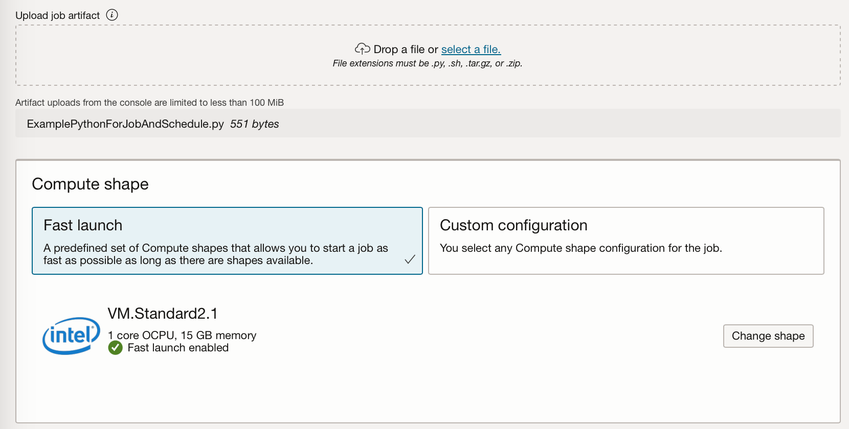 screenshot of the fast launch dashboard