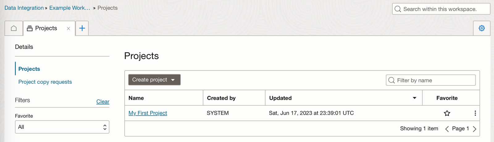screenshot of the project editor