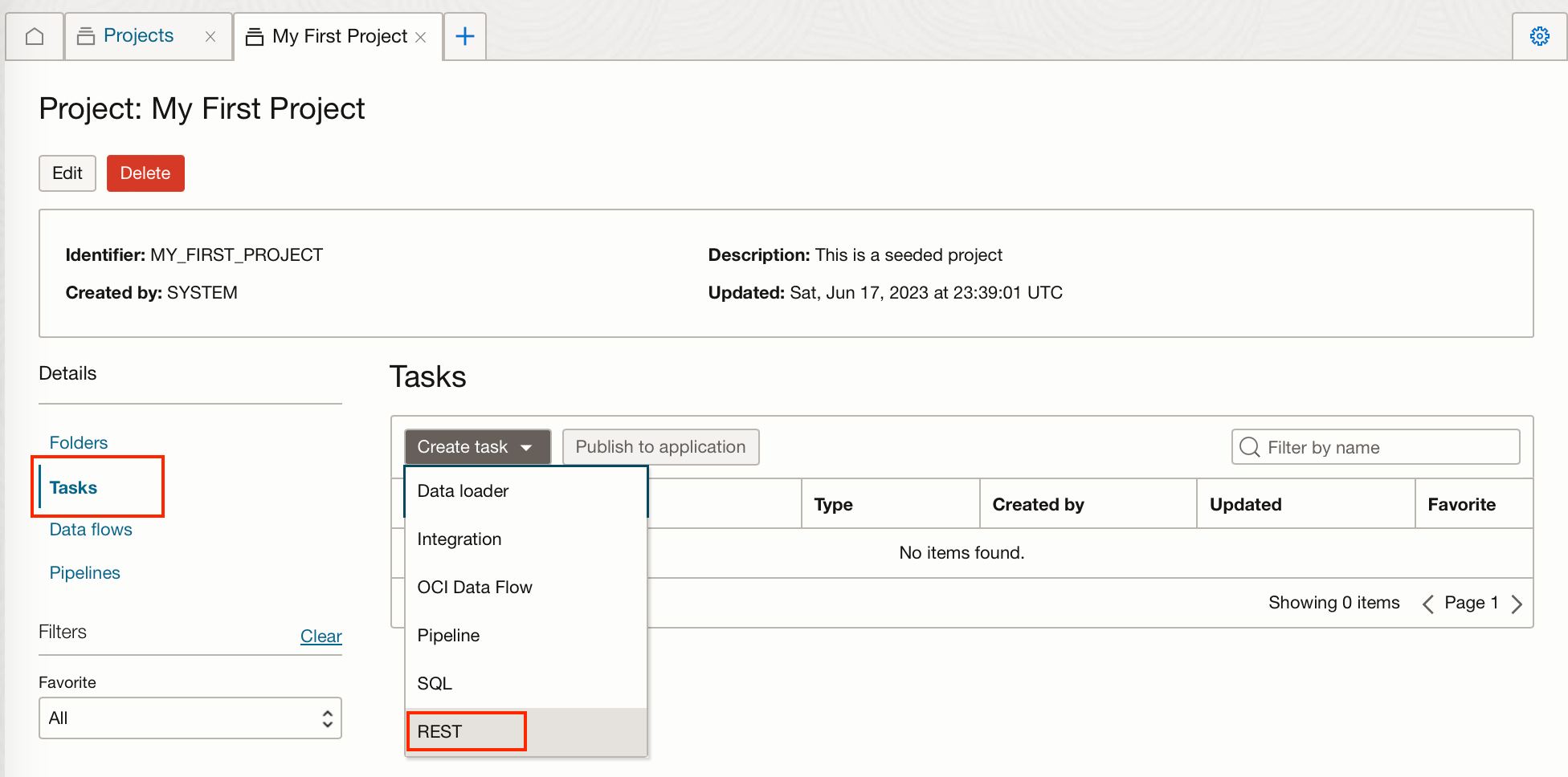 creating a rest task