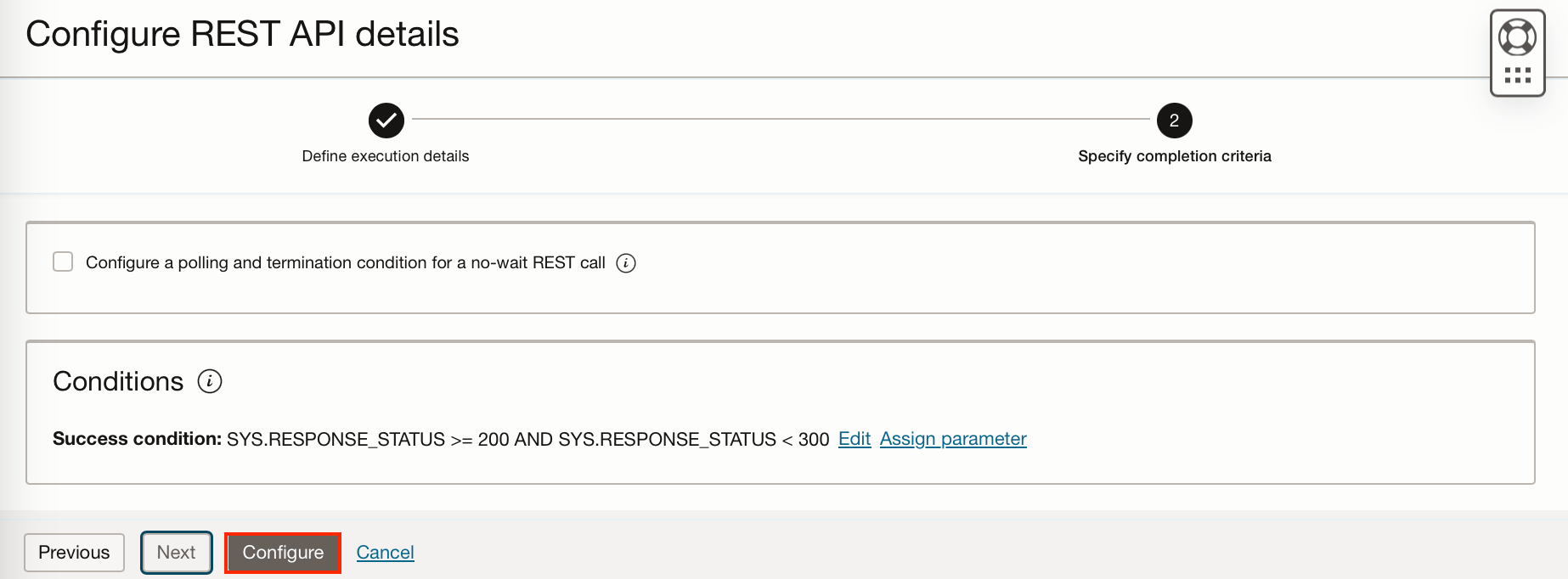 API options dashboard