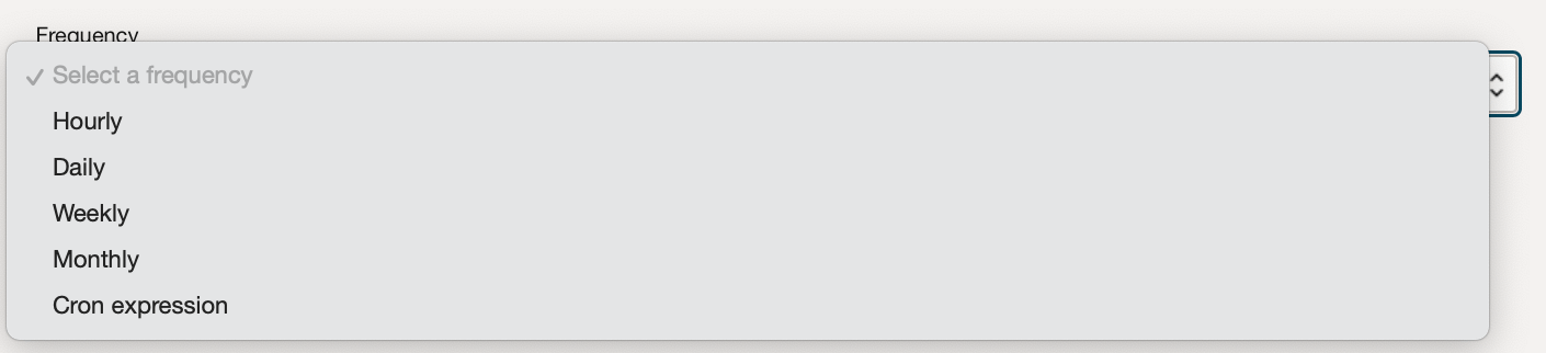 screenshot of the frequency selector dropdown