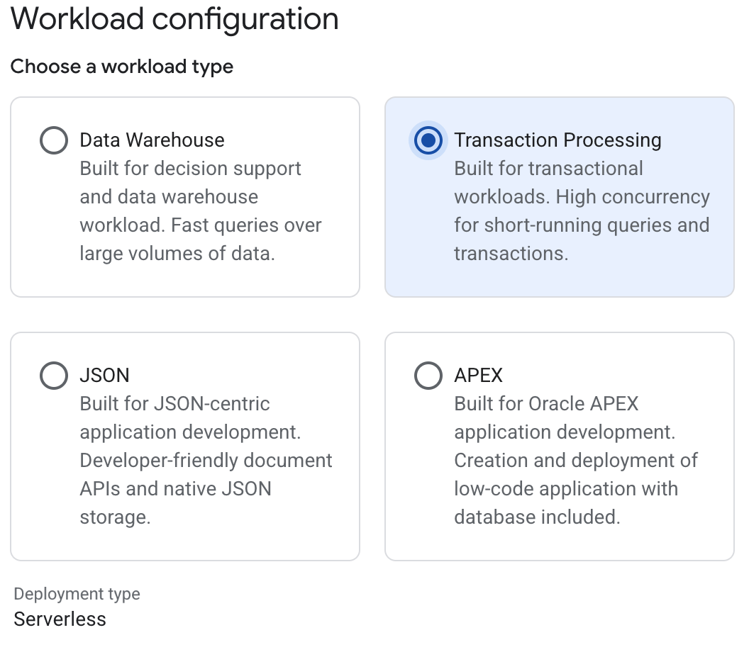Google Workload Configuration Interface