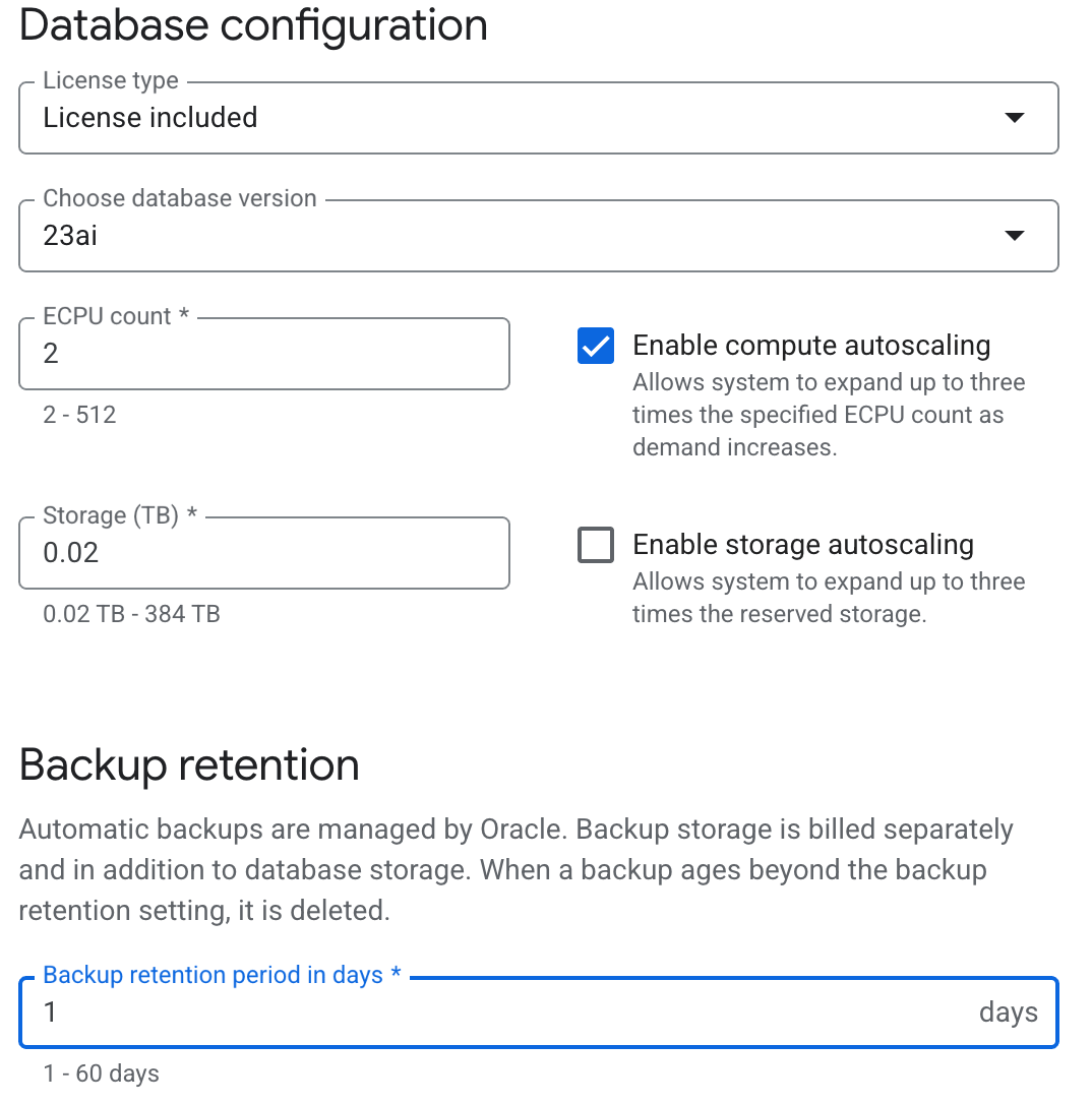 Database Configuration Interface