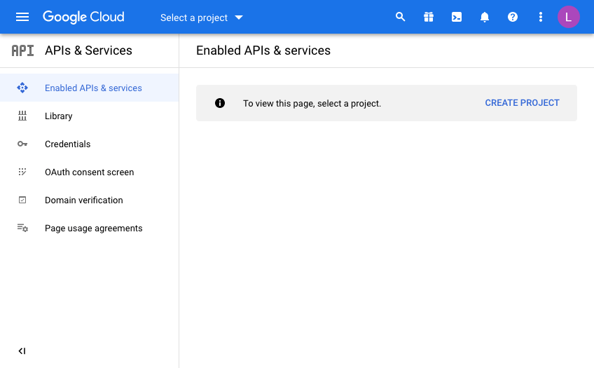 screenshot of the google cloud interface