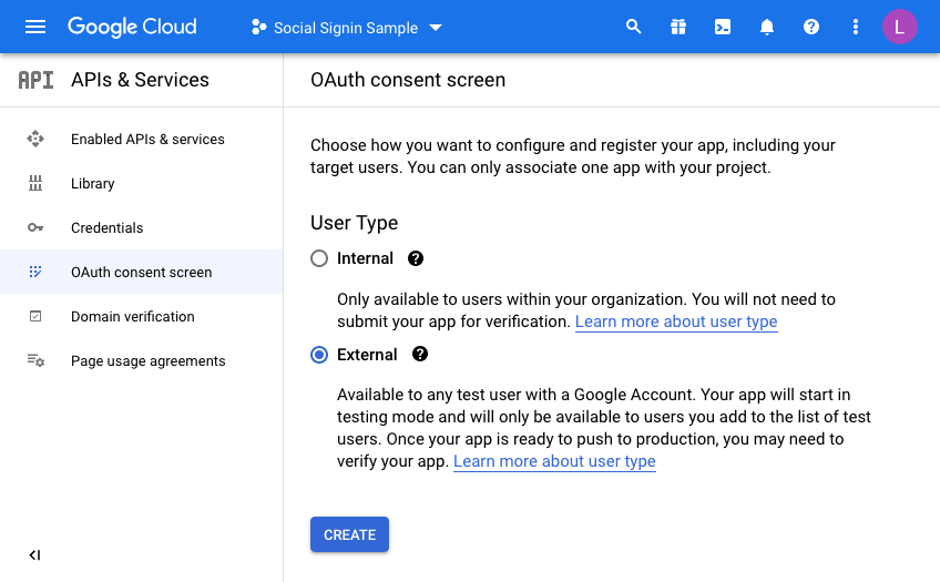 screenshot of the google cloud interface
