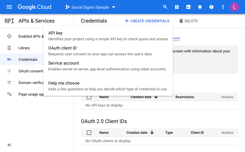 screenshot of the google cloud interface