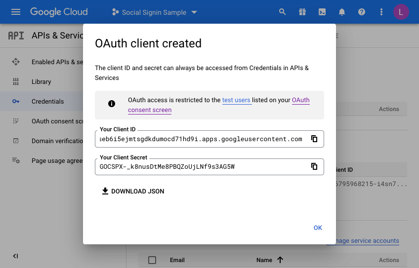 screenshot of the google cloud interface