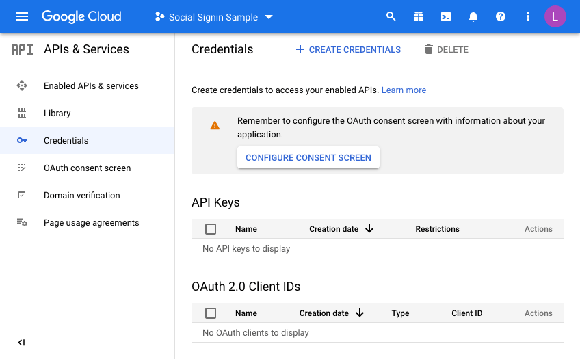 screenshot of the google cloud interface
