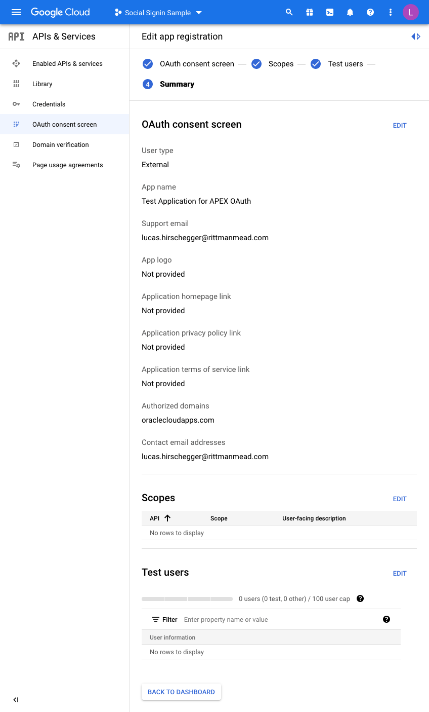 screenshot of the google cloud interface