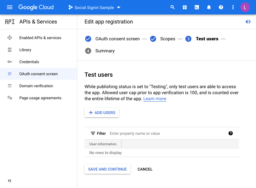 screenshot of the google cloud interface