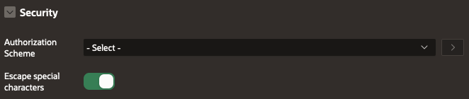 screenshot of a security dropdown