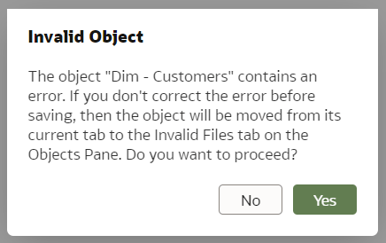 screenshot of error message