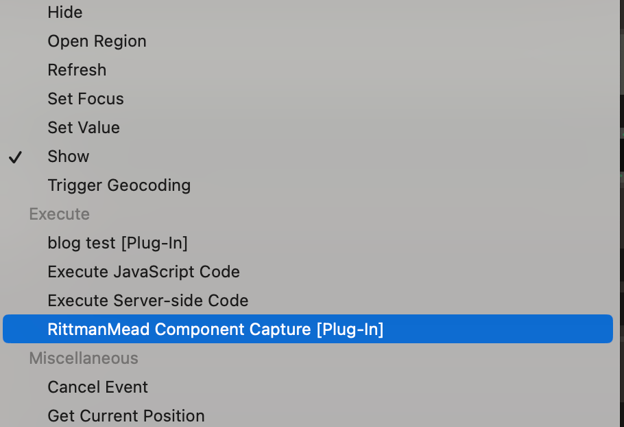 screenshot of a dropdown list