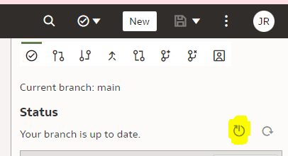 screenshot of main branch status view