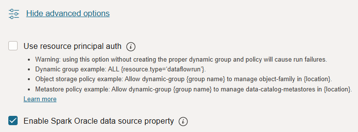 Screenshot of the advanced options dialog