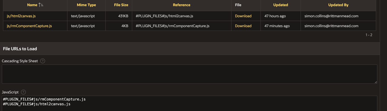 screenshot of a list of JS files