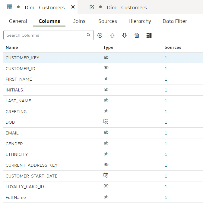 screenshot of DIM: Customers