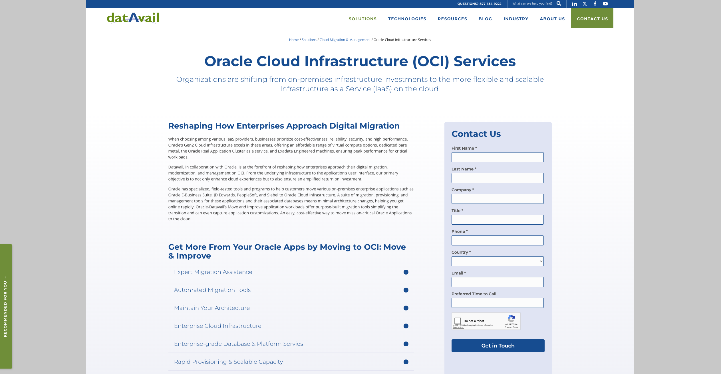Datavail is a recognized Oracle Partner and "Cloud Excellence Implementor" that provides broad support for Oracle Cloud migrations and operations.