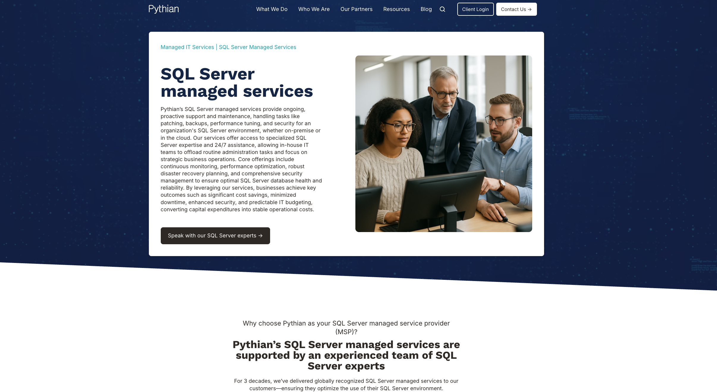 Pythian is a premier choice of SQL Server managed services for enterprises that require deep, proactive database management.