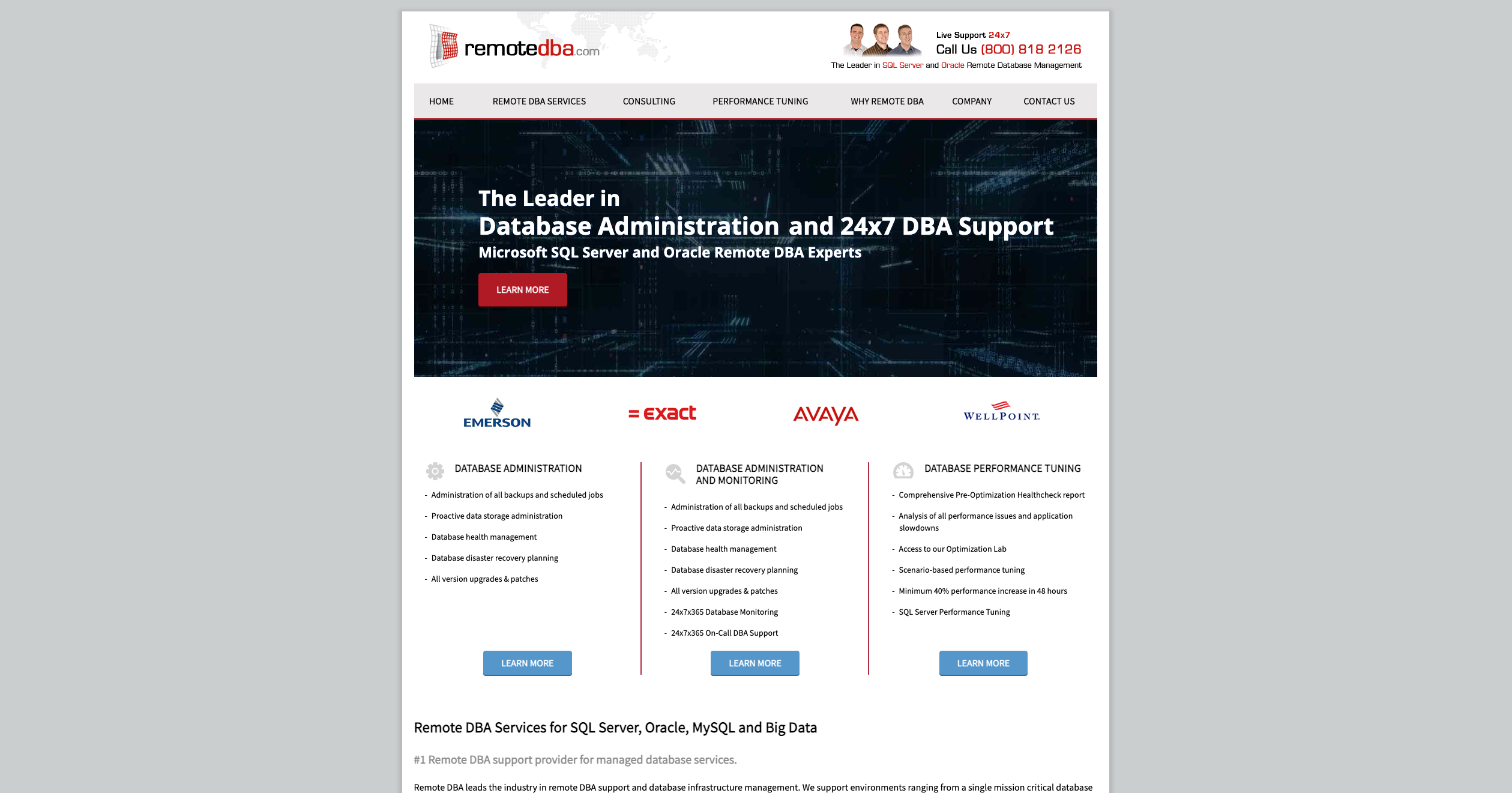 RemoteDBA defines itself by simplicity and focus. They are a dedicated database support firm that offers a straightforward "remote hands" service.