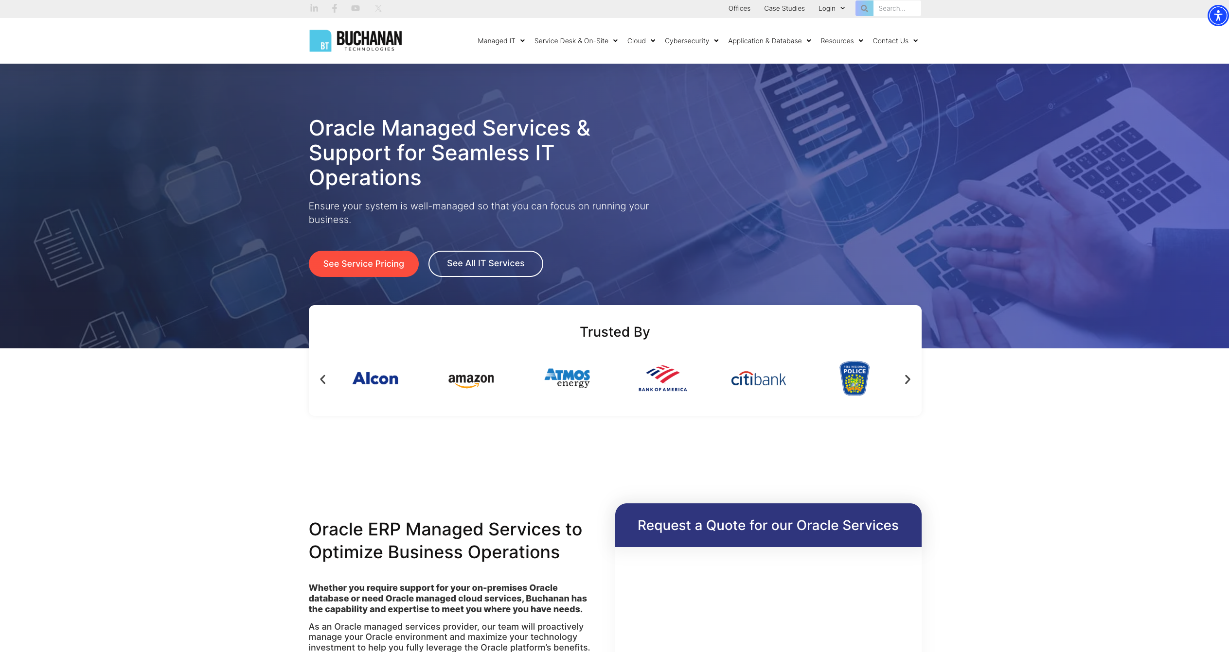 Buchanan Technologies is a broad-spectrum Oracle managed service provider that offers a practice built around Oracle Cloud Infrastructure (OCI) alongside general IT support.