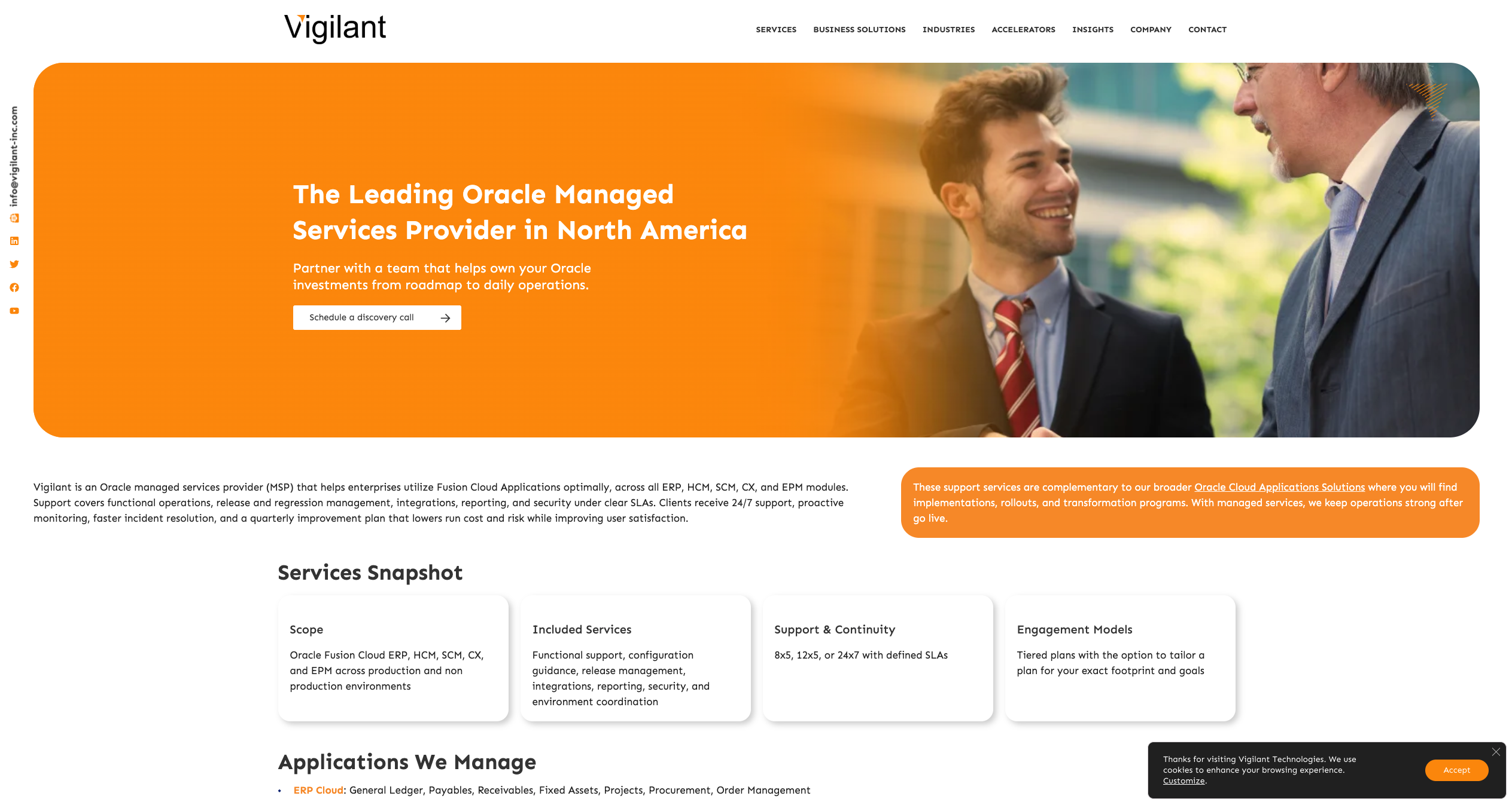 Vigilant Technologies is a boutique firm with a deep focus on the Oracle ecosystem, particularly Oracle E-Business Suite and OCI.