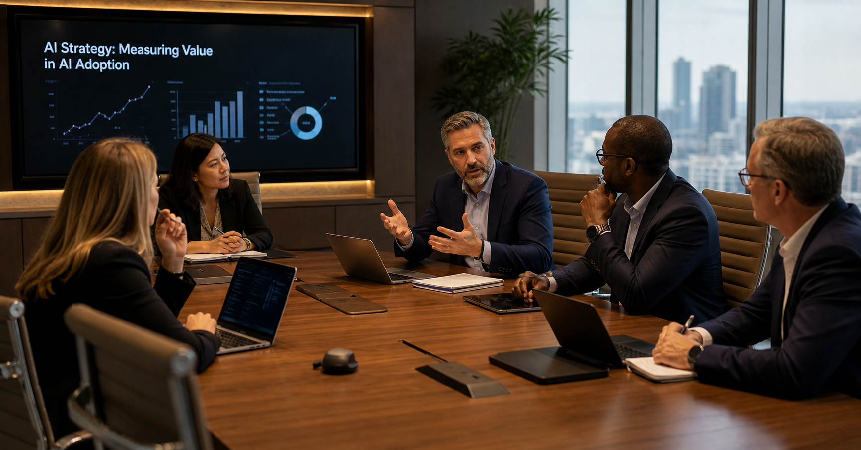 Enterprise IT leaders discussing AI automation consulting, data readiness, and ROI frameworks