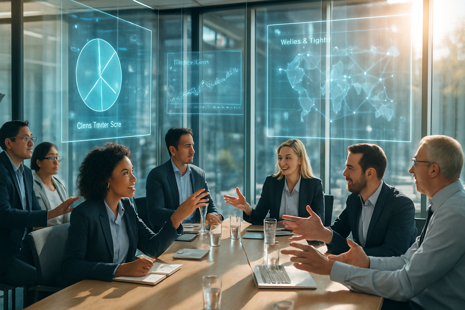 people in a boardroom reviewing data