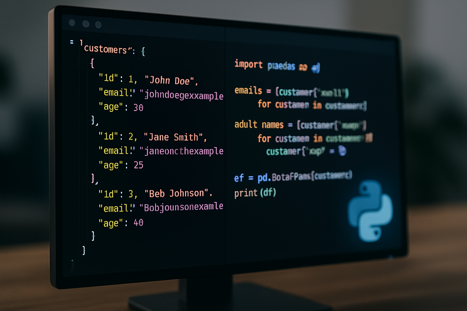 A close-up photograph of a modern developer's workspace monitor.