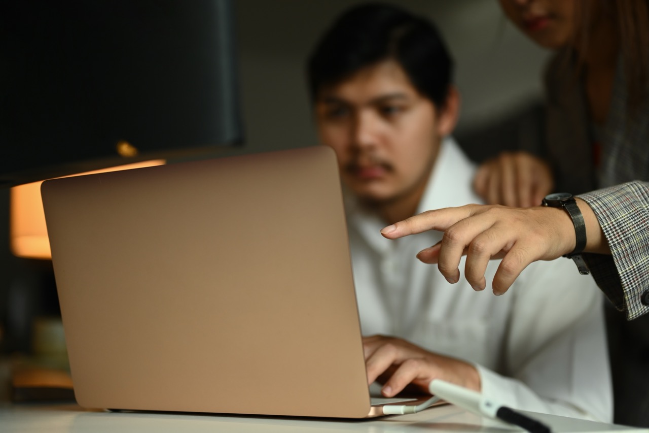 a man using a computer